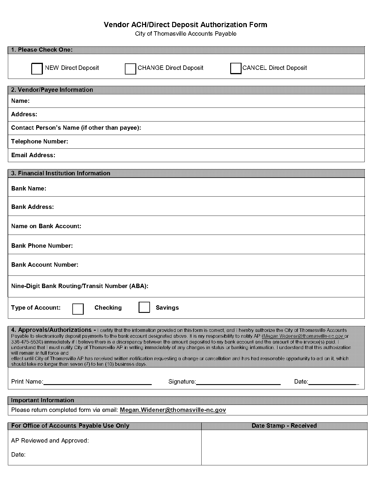 ach payment ach form template