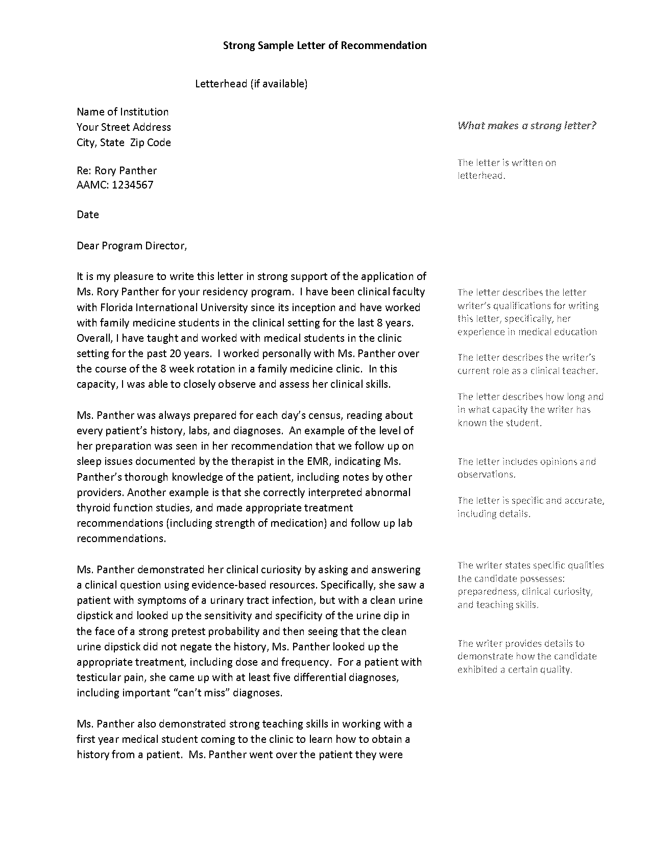 personal college recommendation letter sample