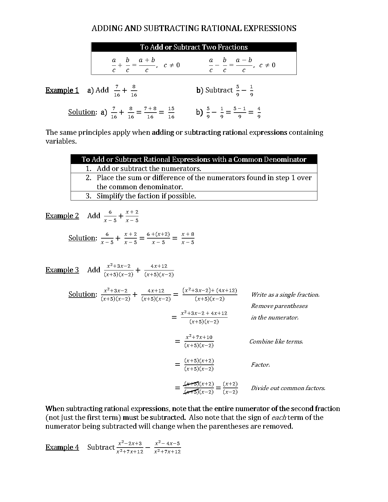 addition and subtraction of fractions ppt presentation