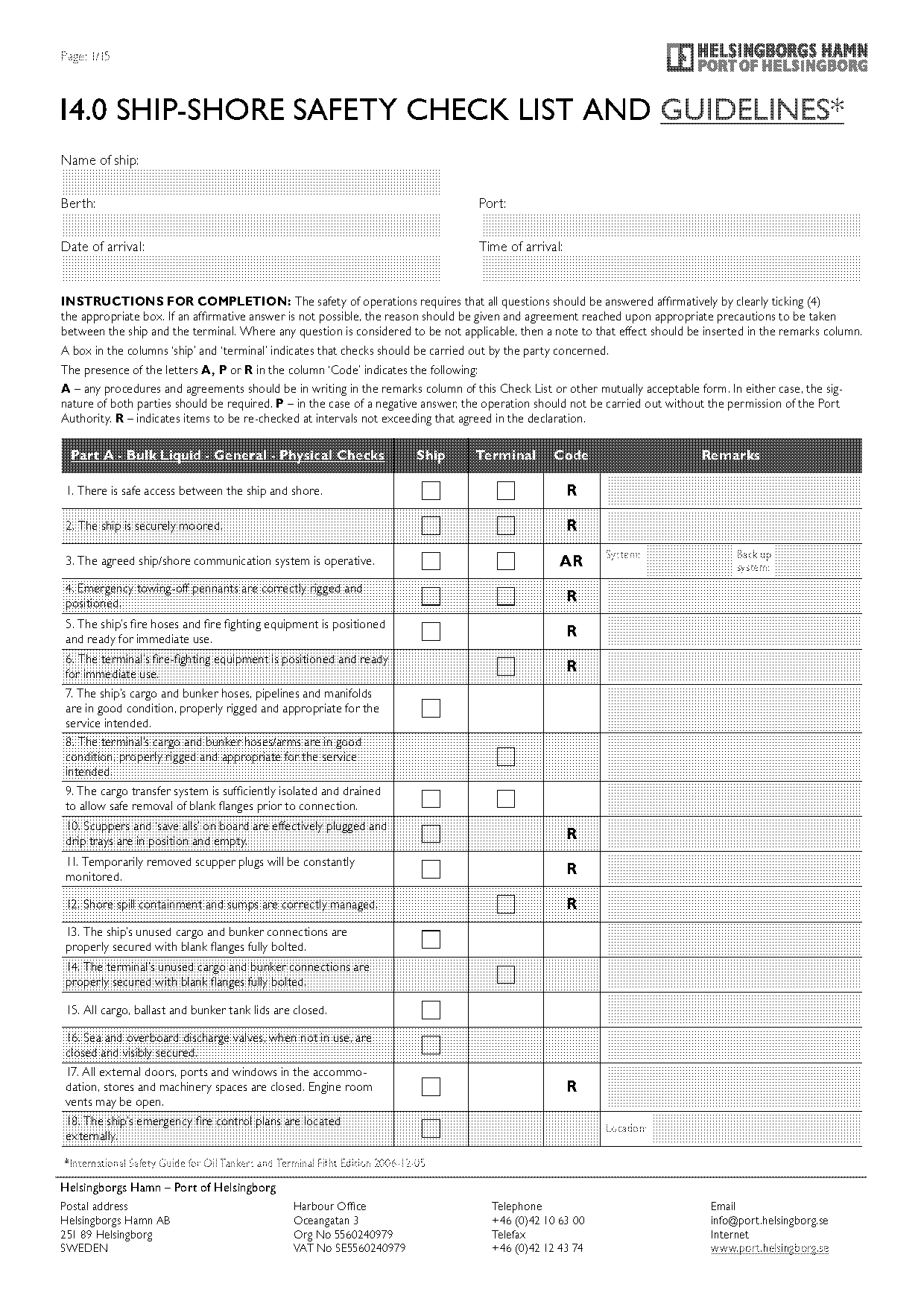 lpg tanker safety checklist