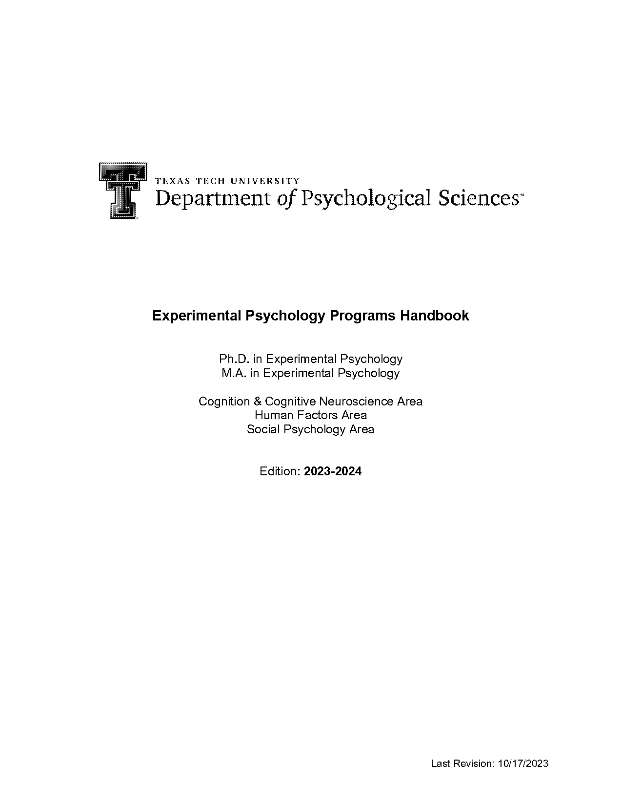 ttu psychology major requirements