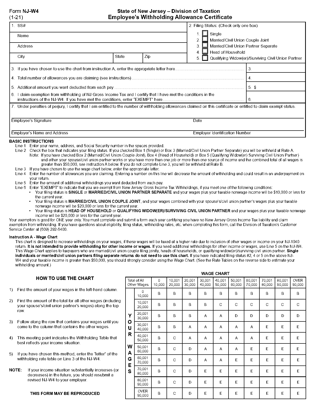 new jersey tax rate table