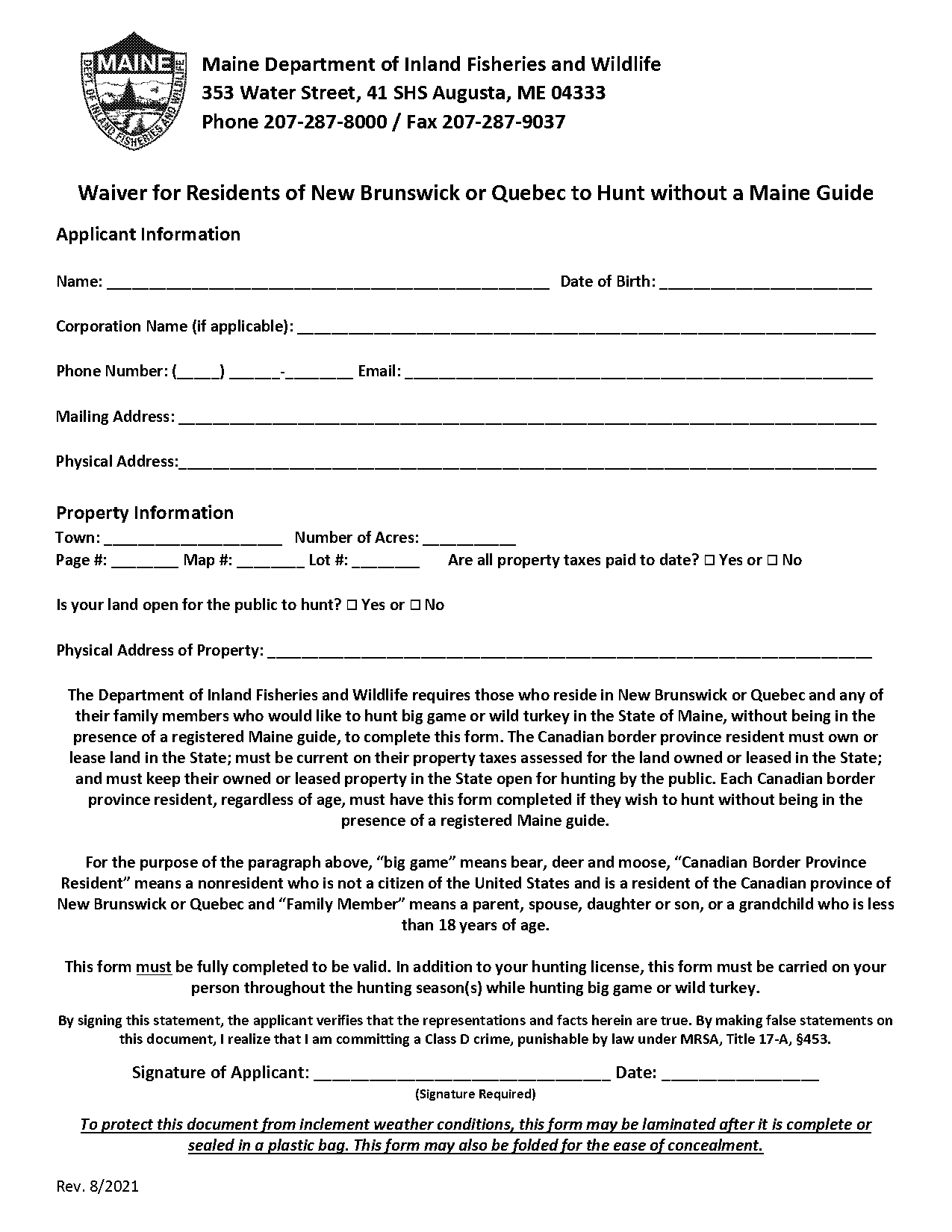 hunting guide release form