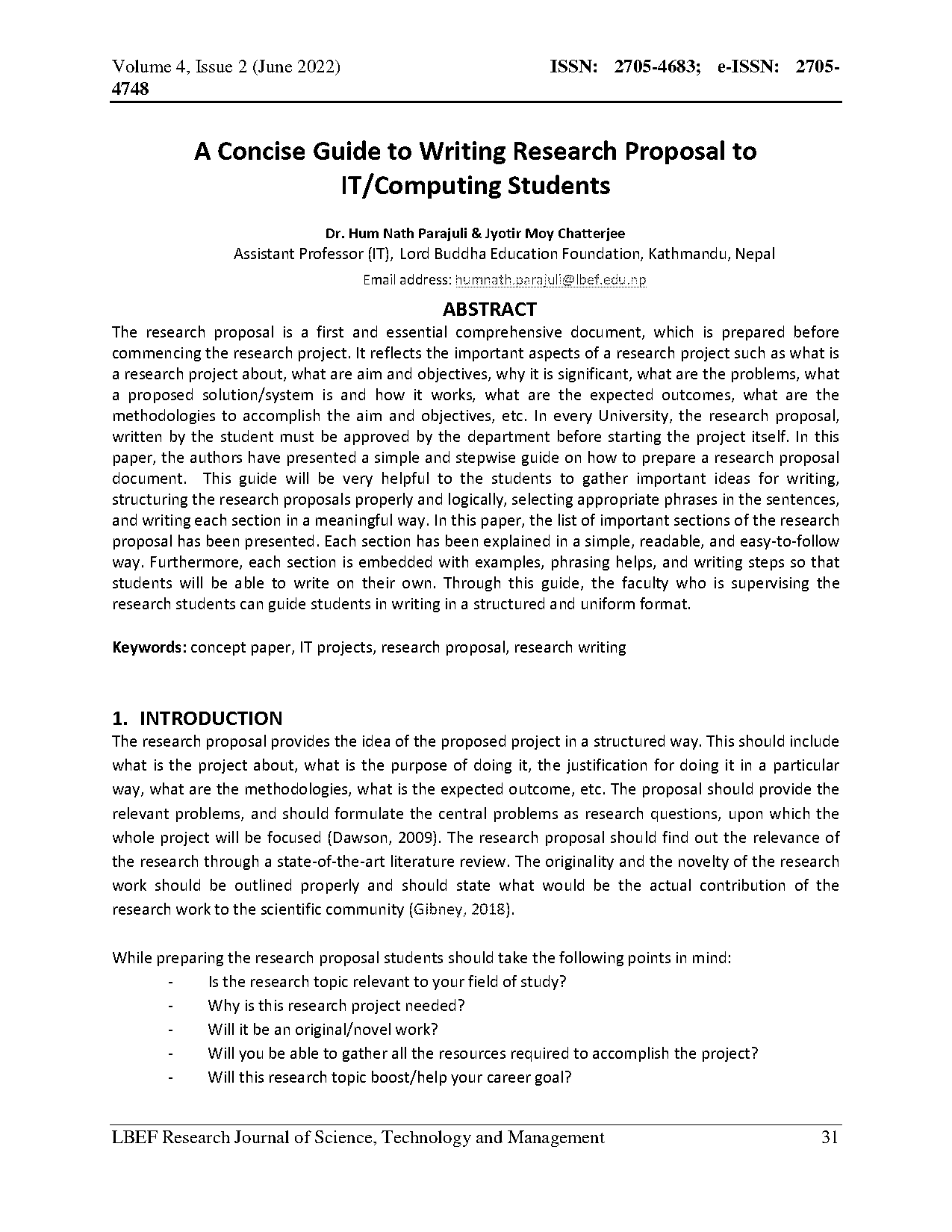 how to write a research proposal computer science