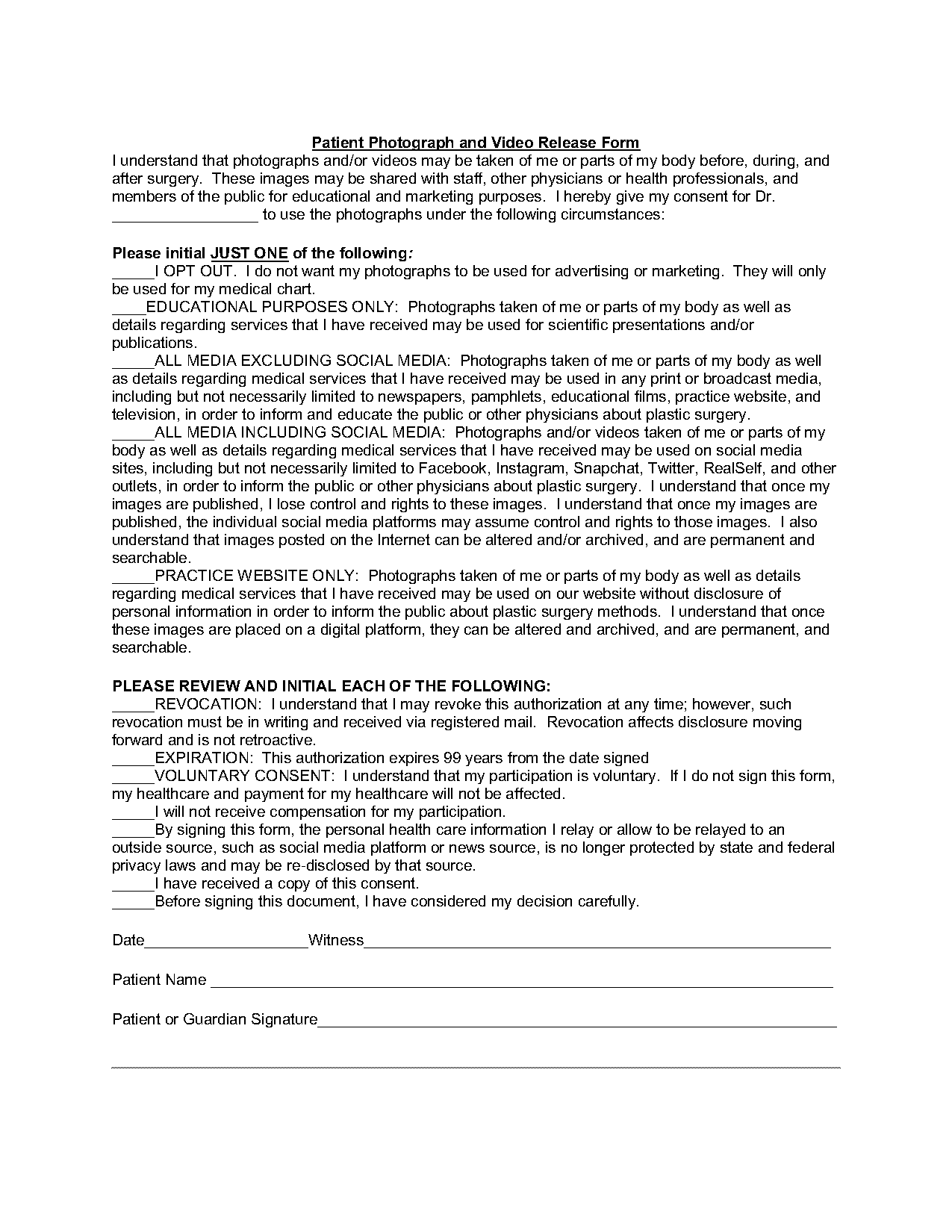 medical video release form