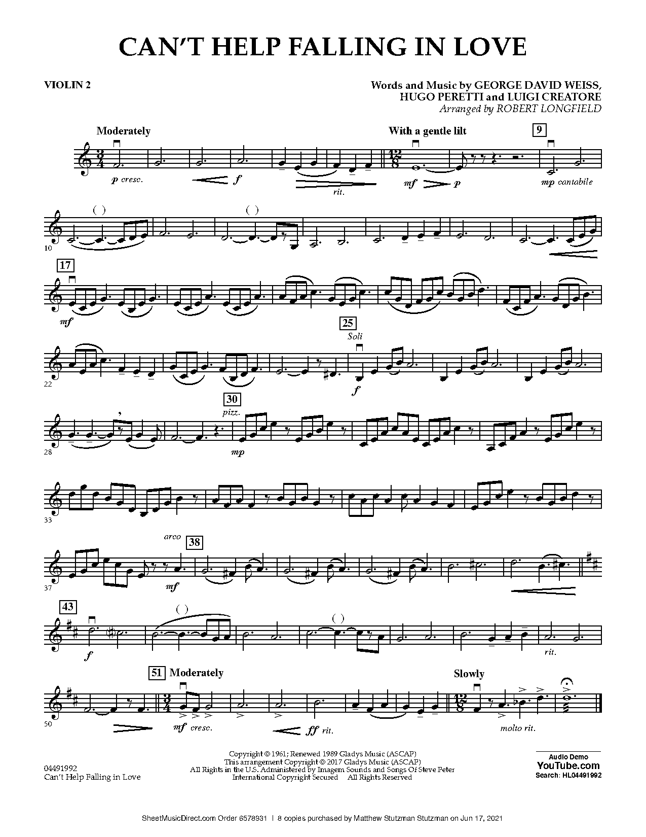 cant help falling in love lead sheet pdf