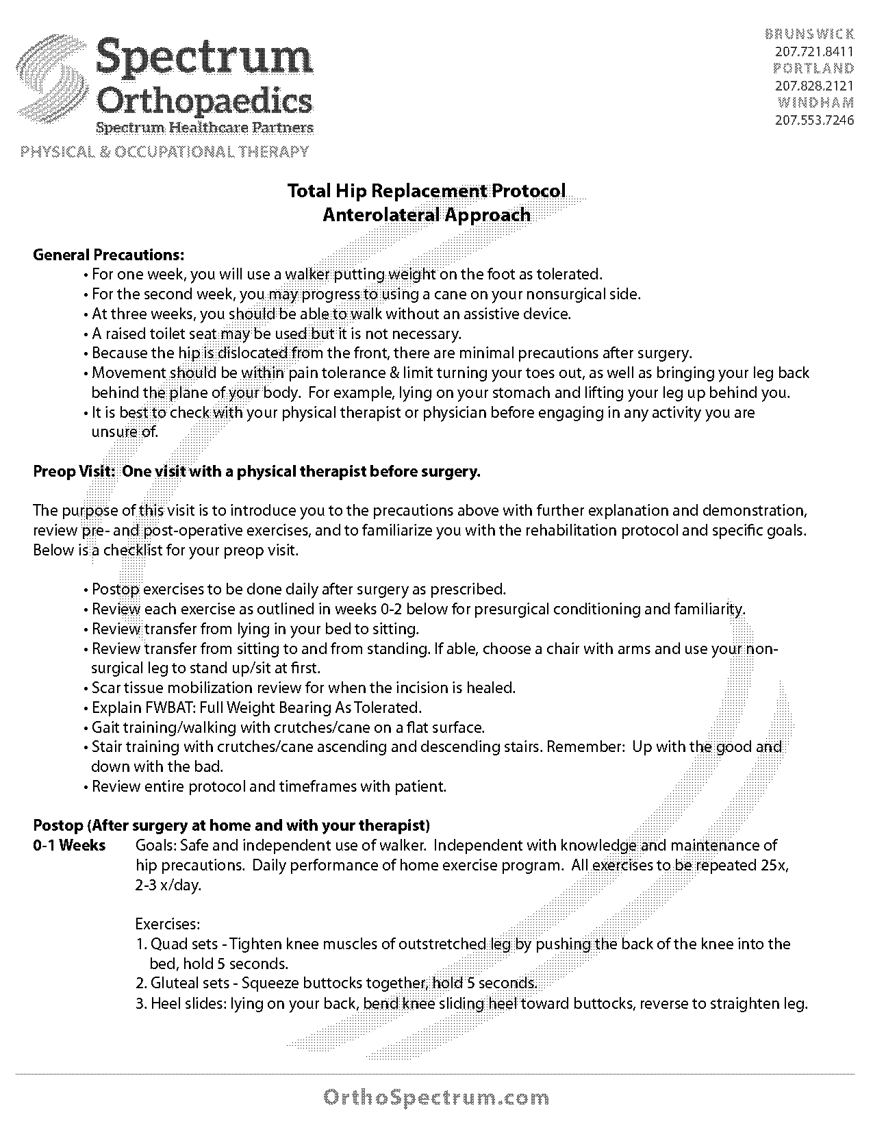 total hip replacement lateral approach protocol