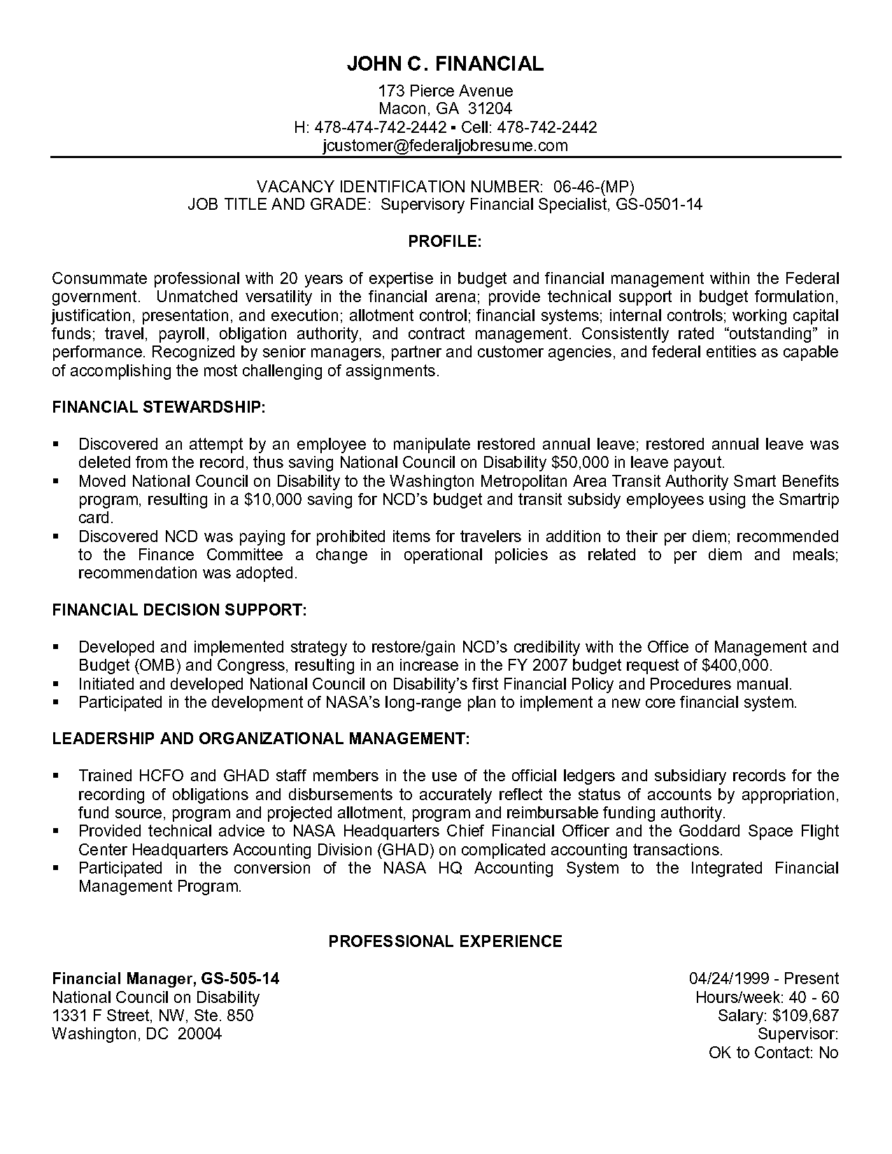 how to write a federal resume example