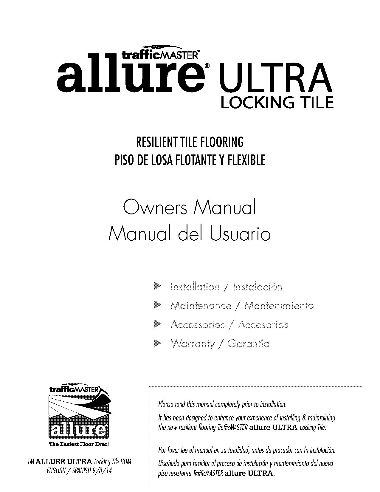 allure ultra flooring installation instructions