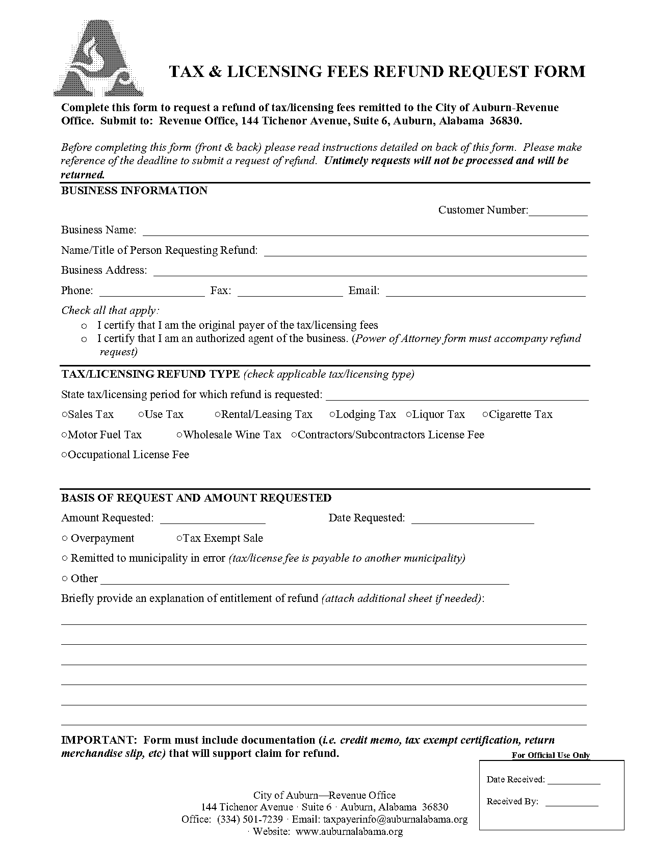 alabama revenue request title