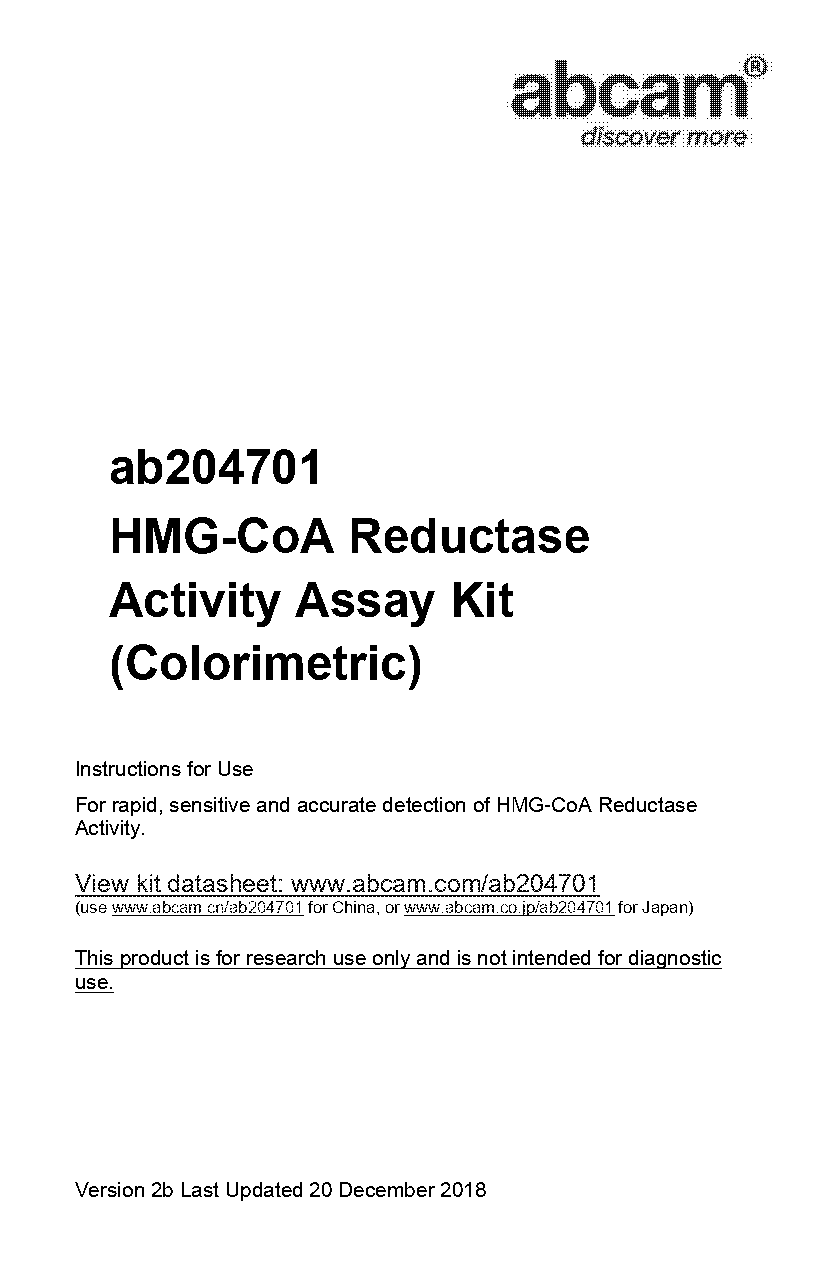 hmg coa reductase assay protocol