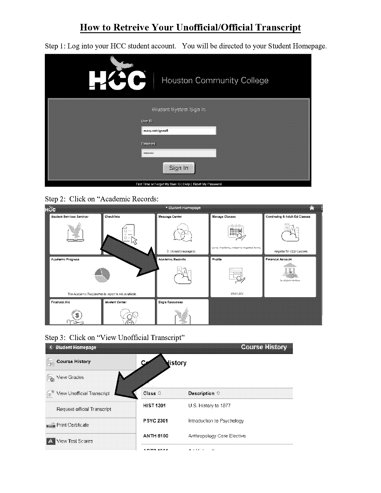 hcc request transcript katy tx