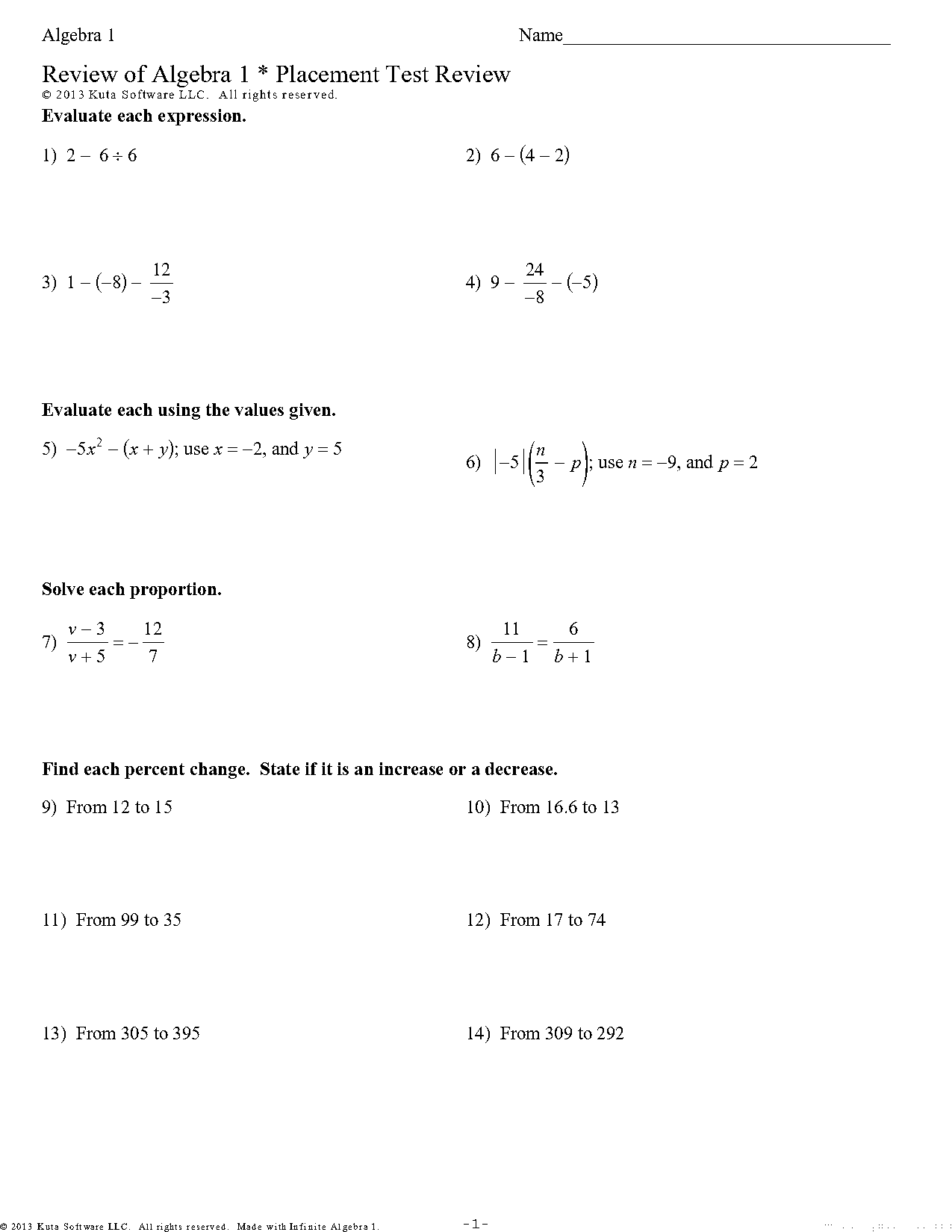 algebra practice questions with answers pdf