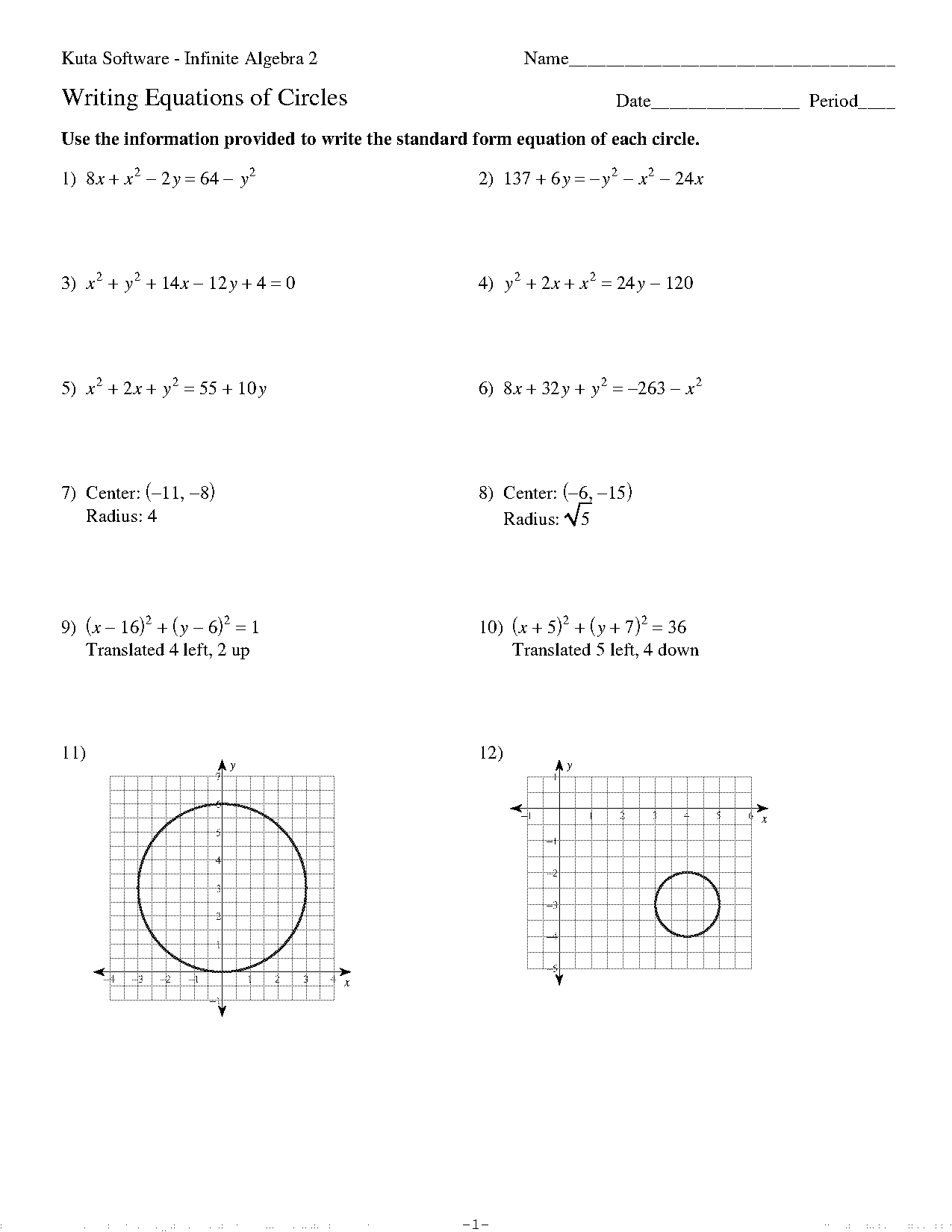 writing equations in standard form worksheet