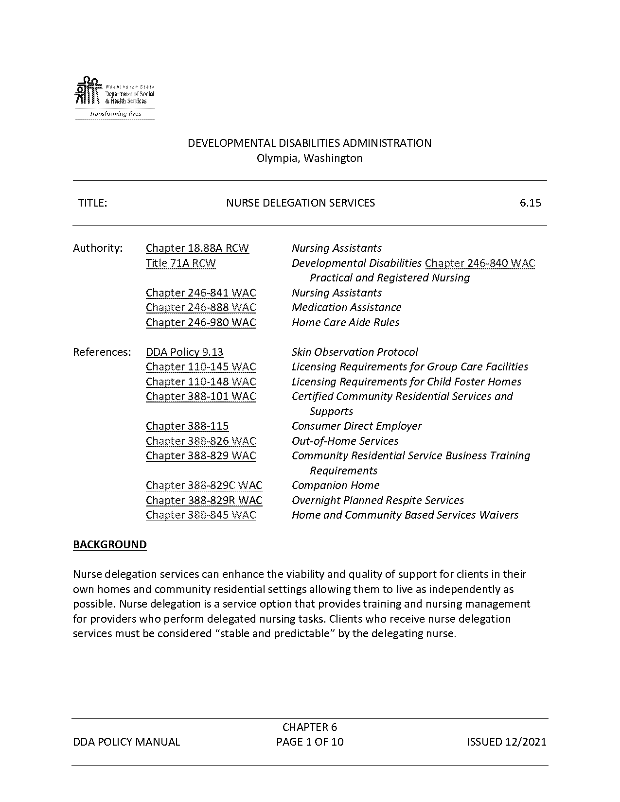 delegation preparation of a policy example