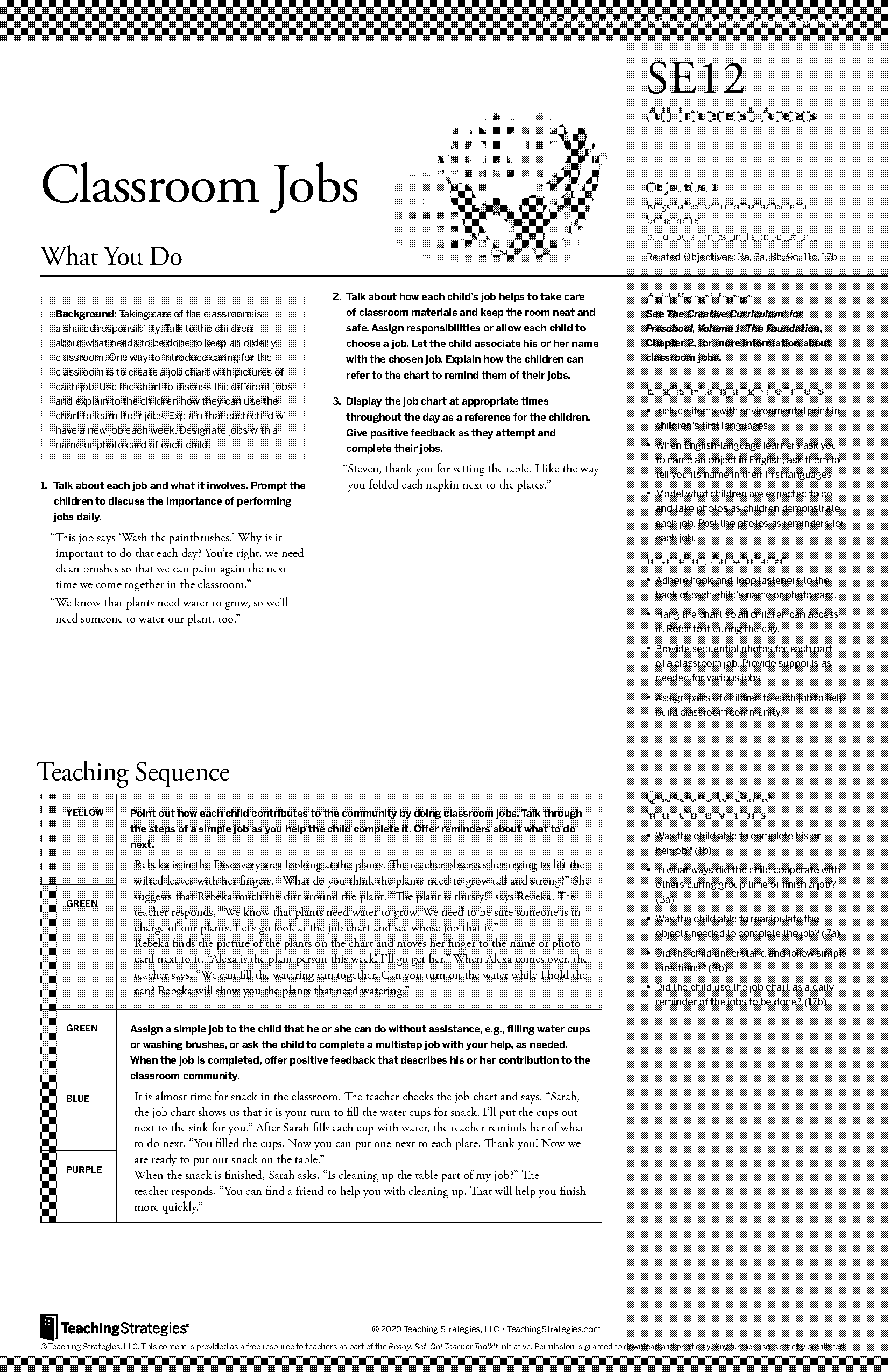 table jobs for classroom