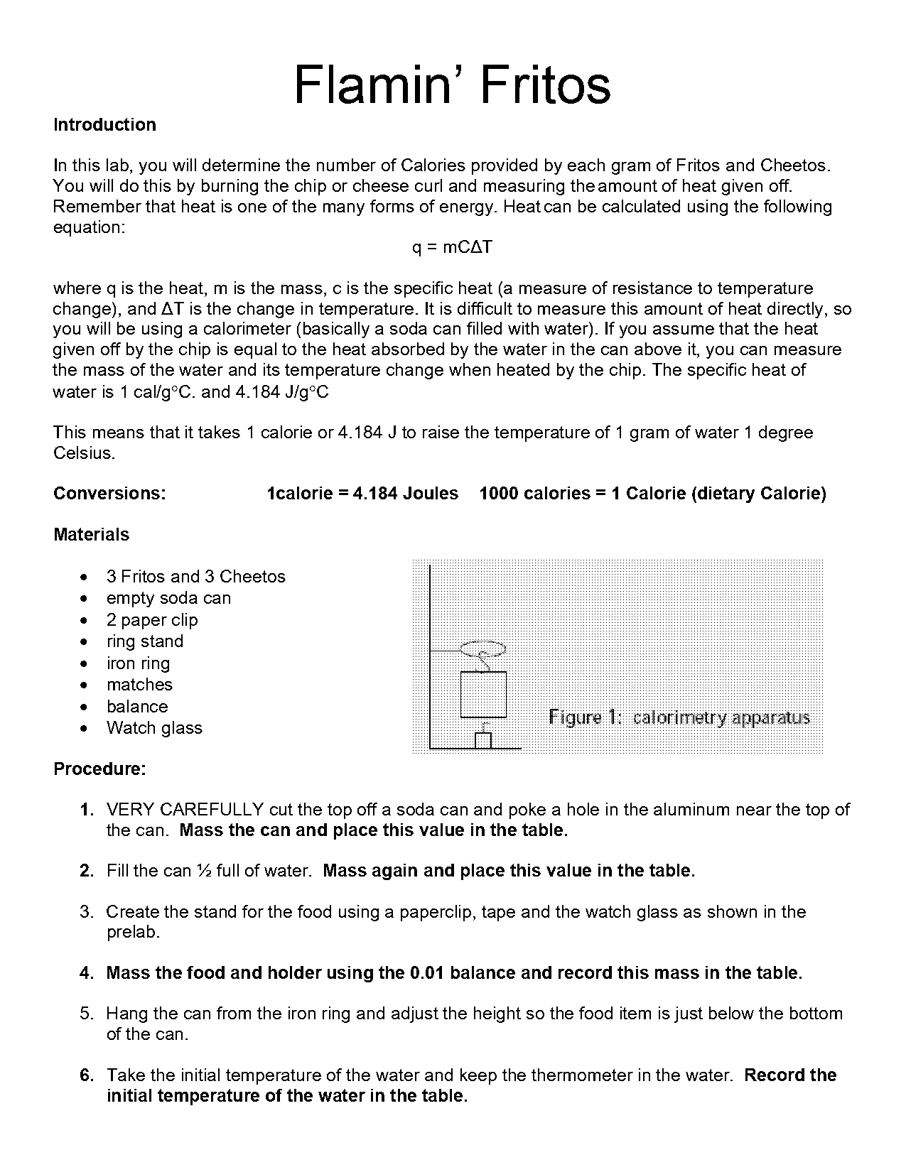 cheeto lab chemistry lab report