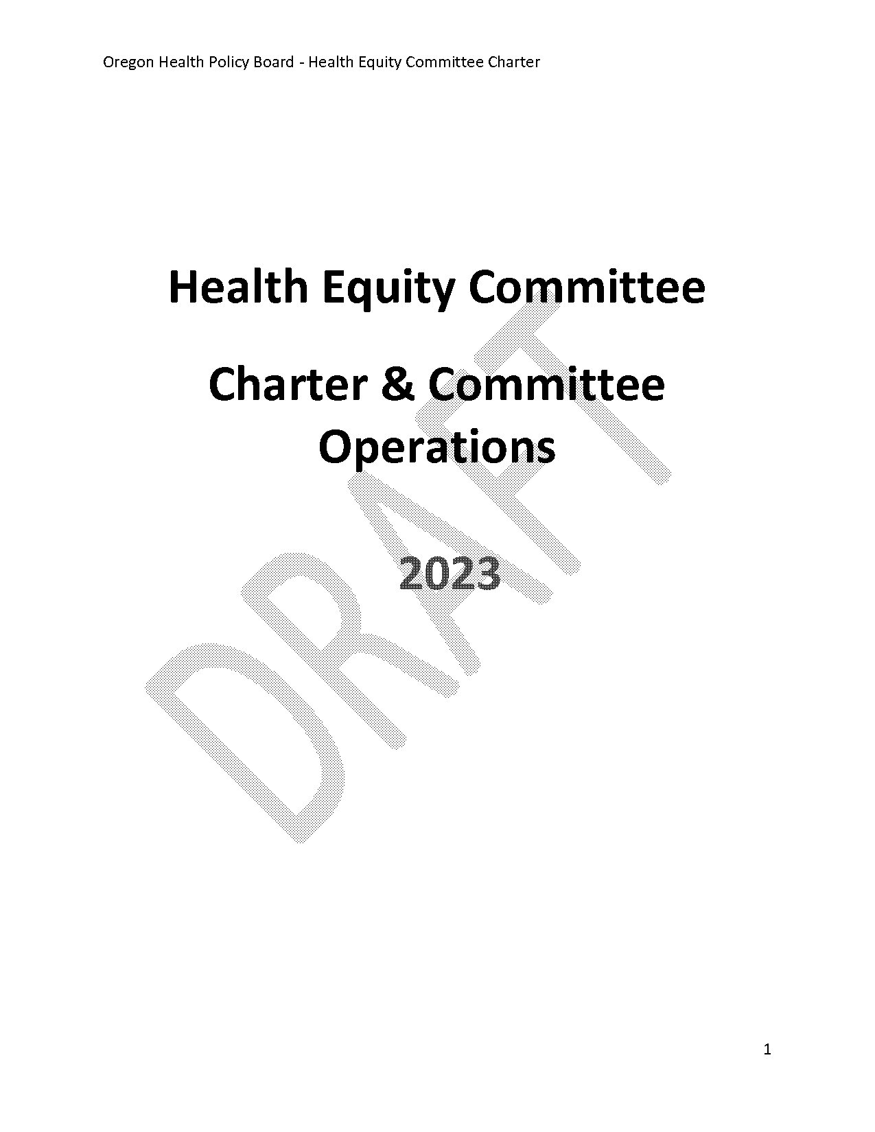 health policy project charter