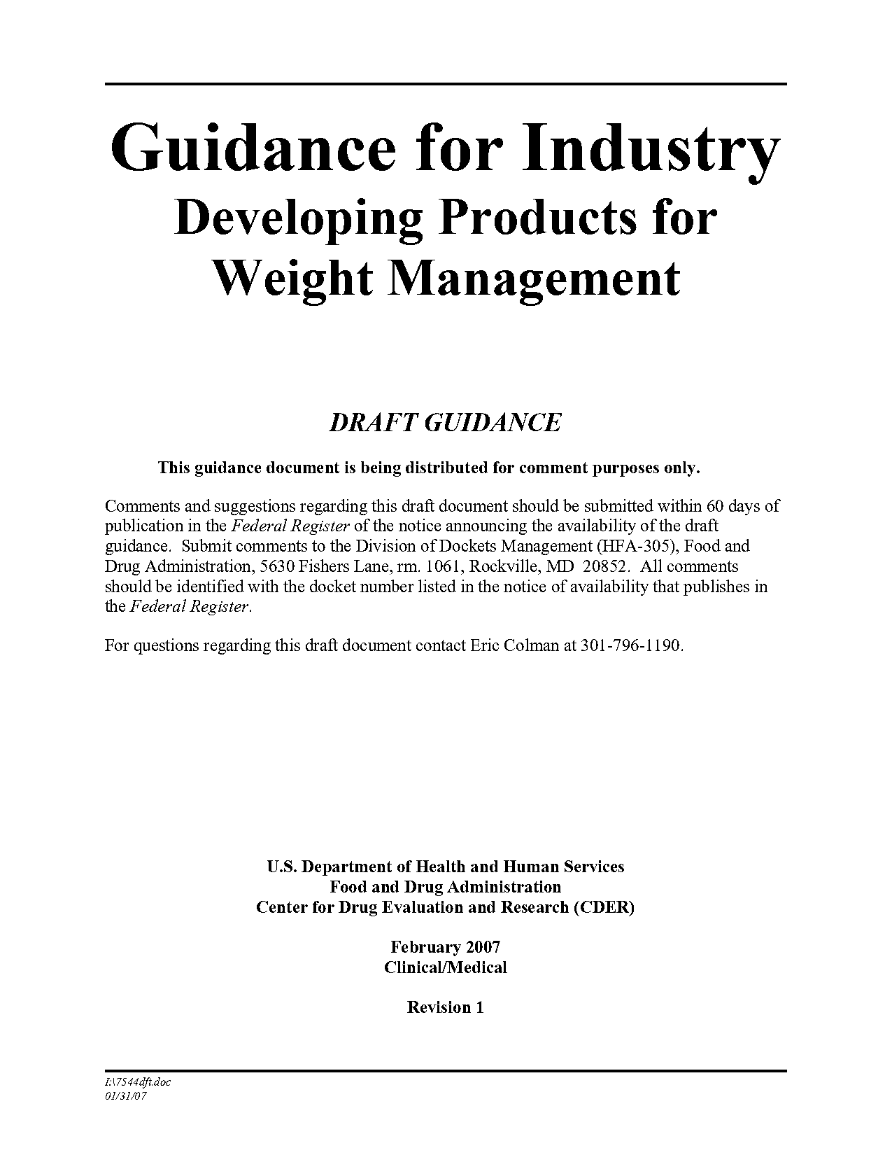 fda guidance weight loss