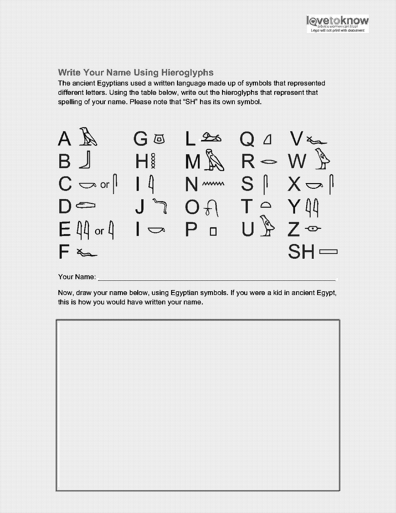 write your name in hieroglyphics letters