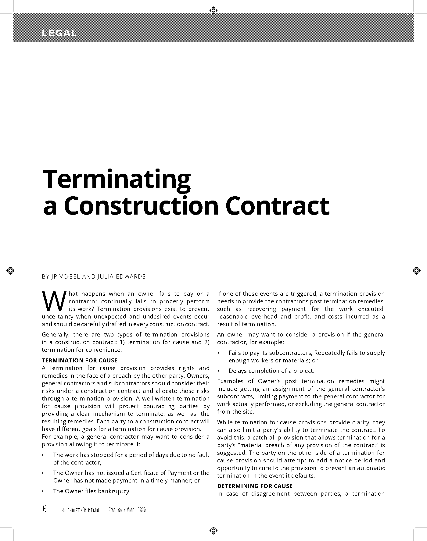 termination of contract in construction