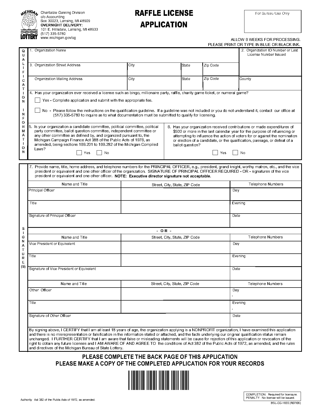 application for a raffle license