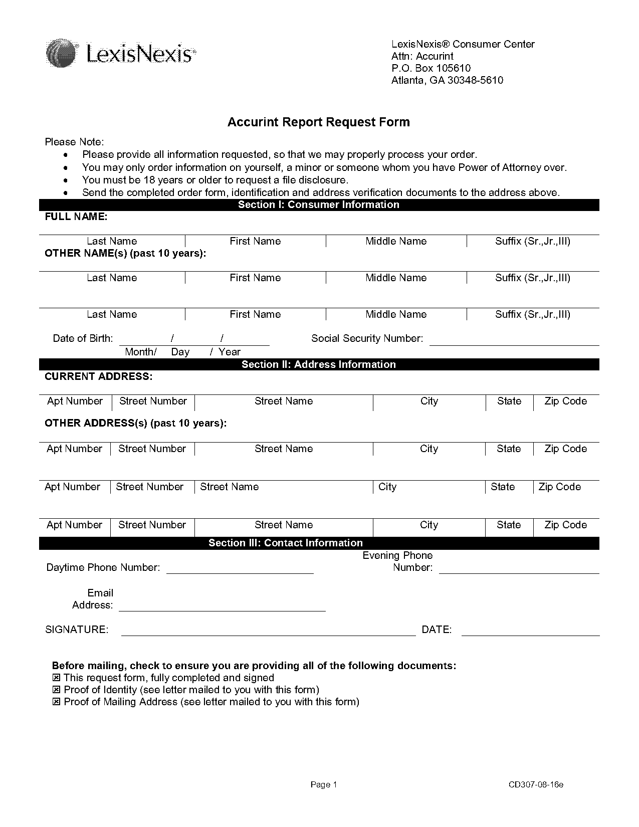 lexisnexis report request form