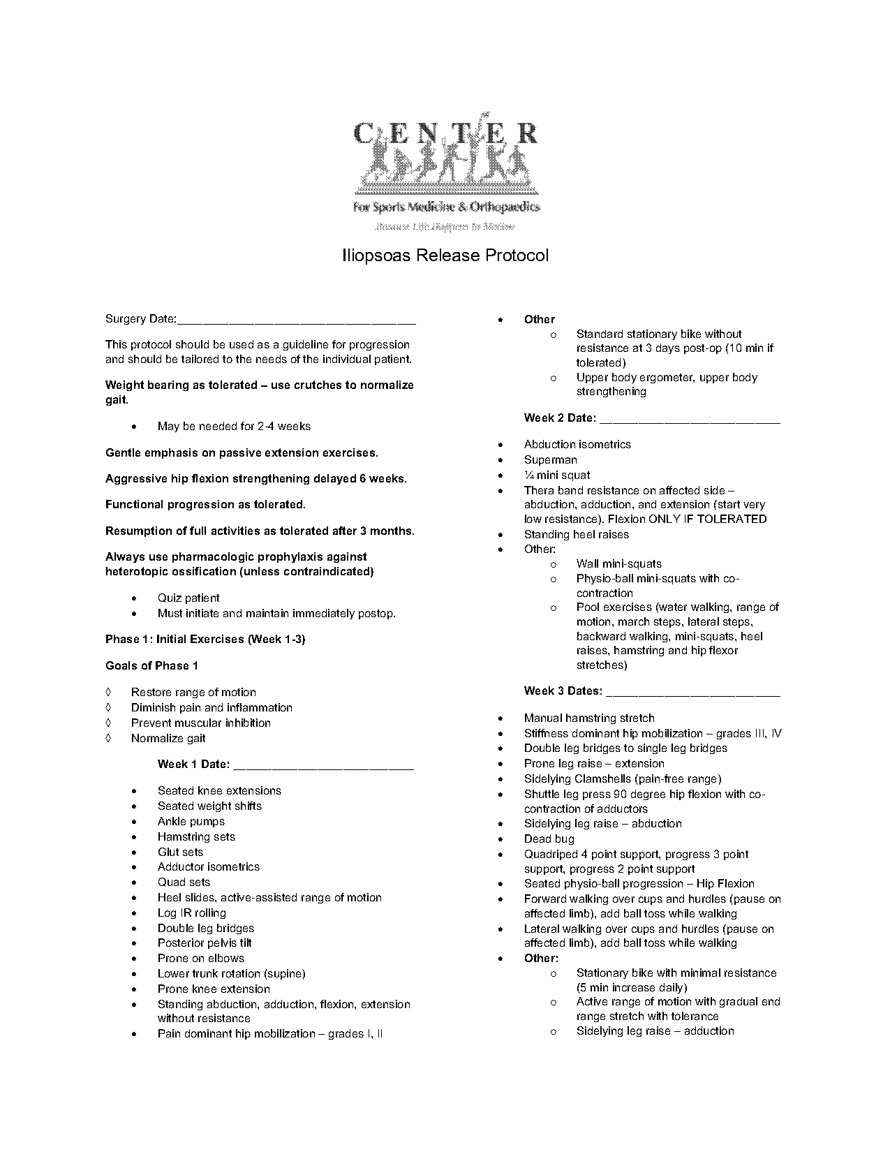 psoas tenotomy rehab protocol