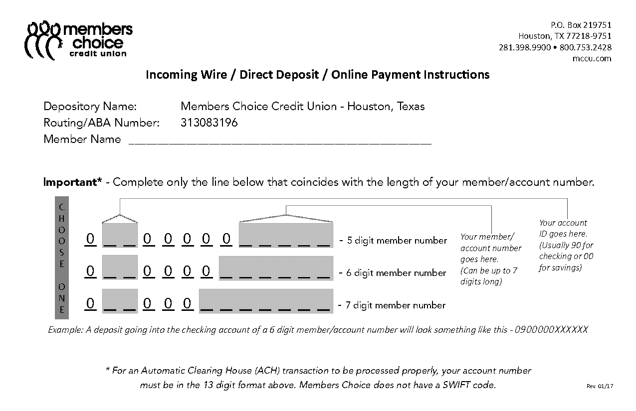 direct deposit form credit union of texas