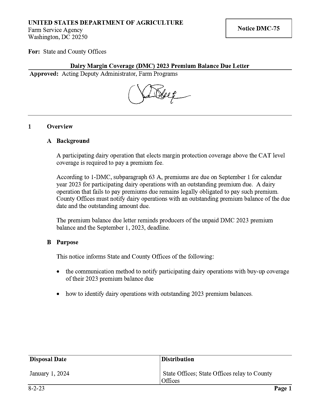 notice of balance letter