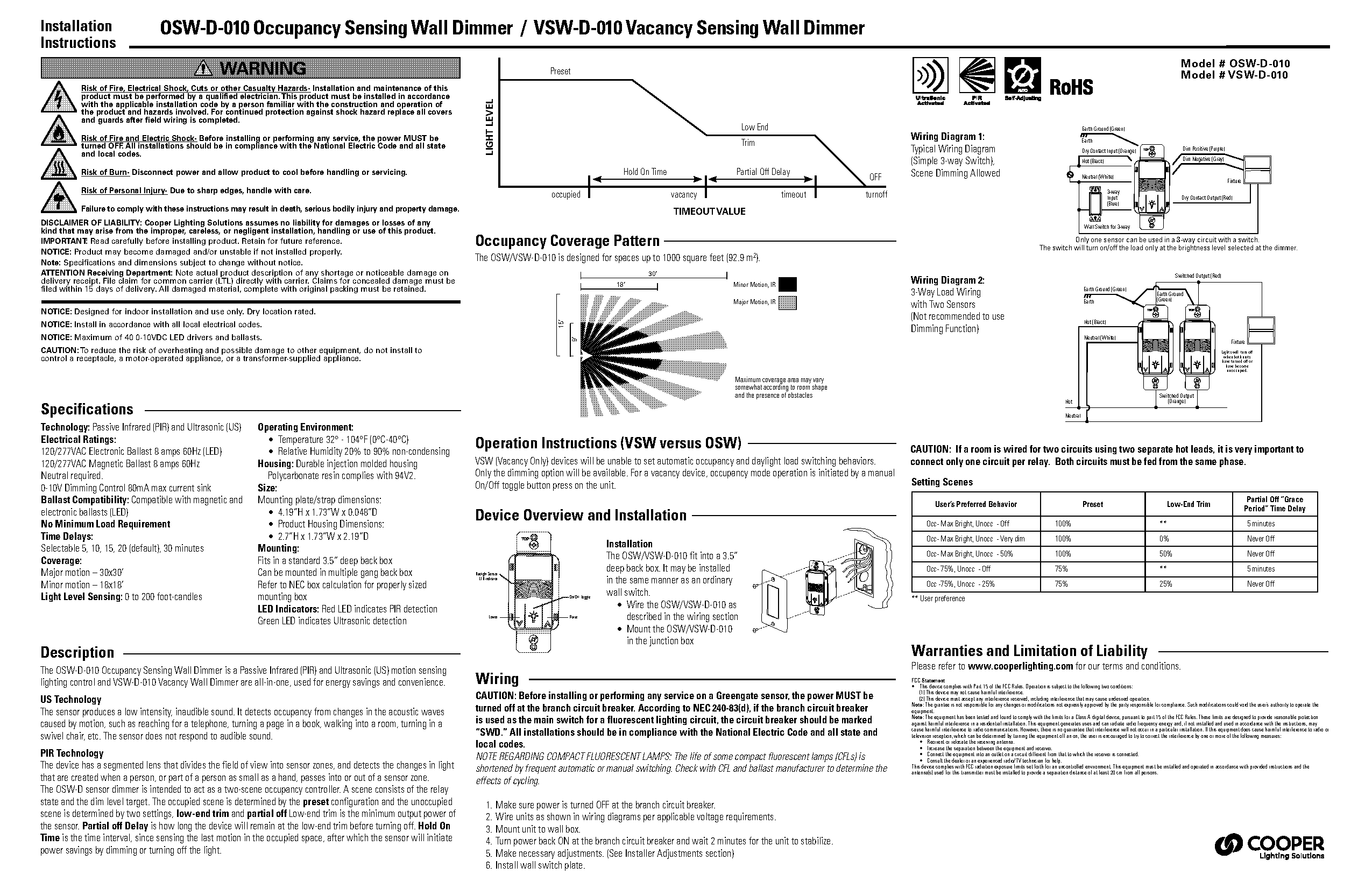 cooper wiring devices motion switch installation instructions