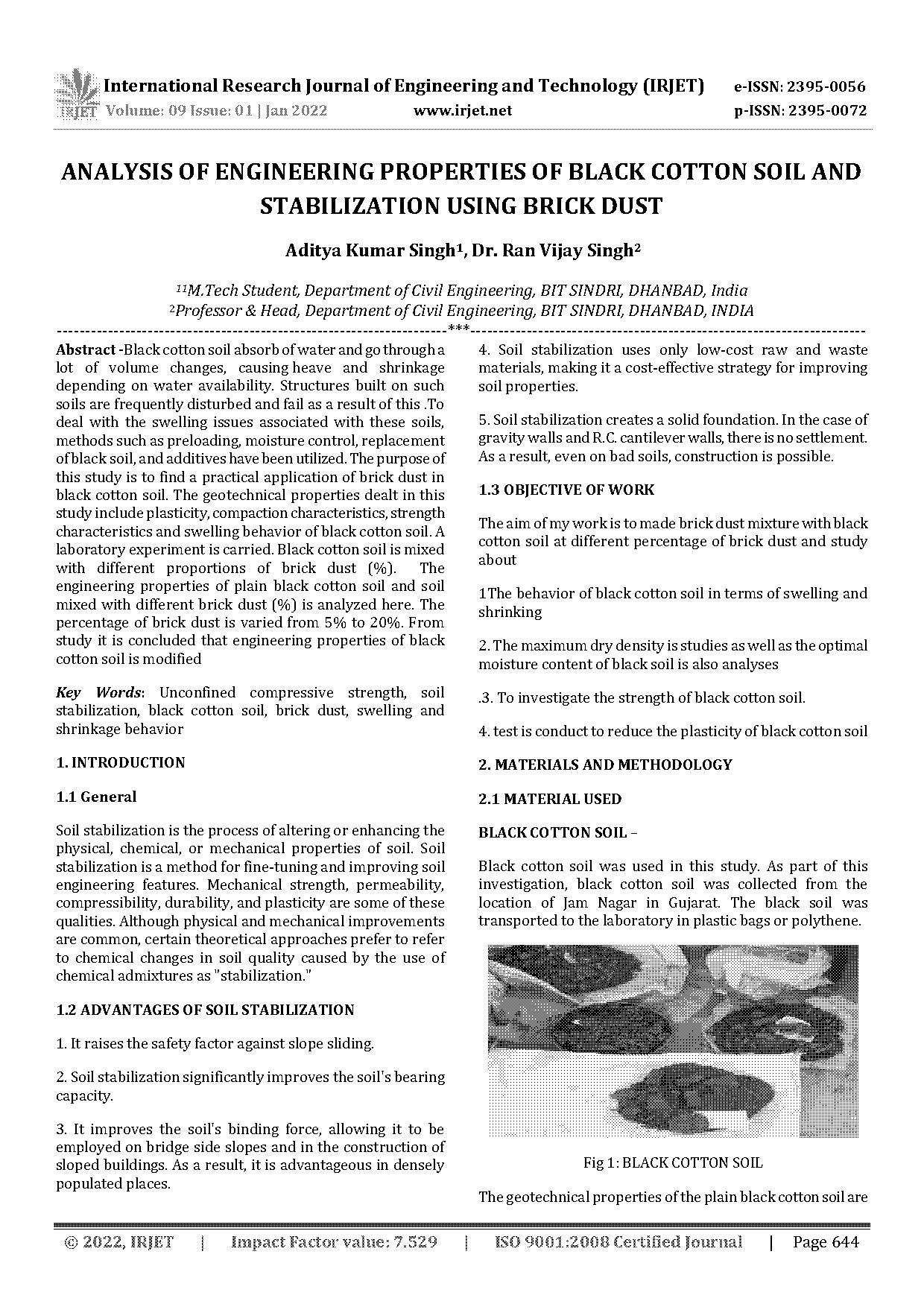 chemical properties of black cotton soil