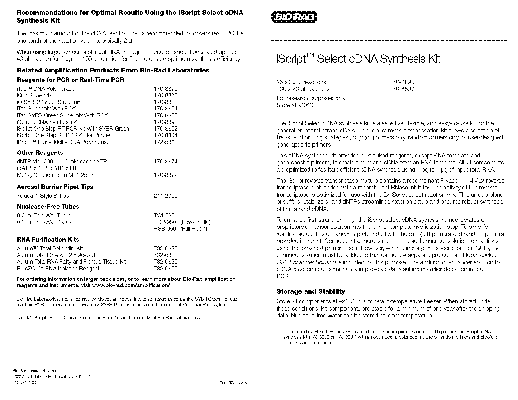 gene specific cdna synthesis protocol