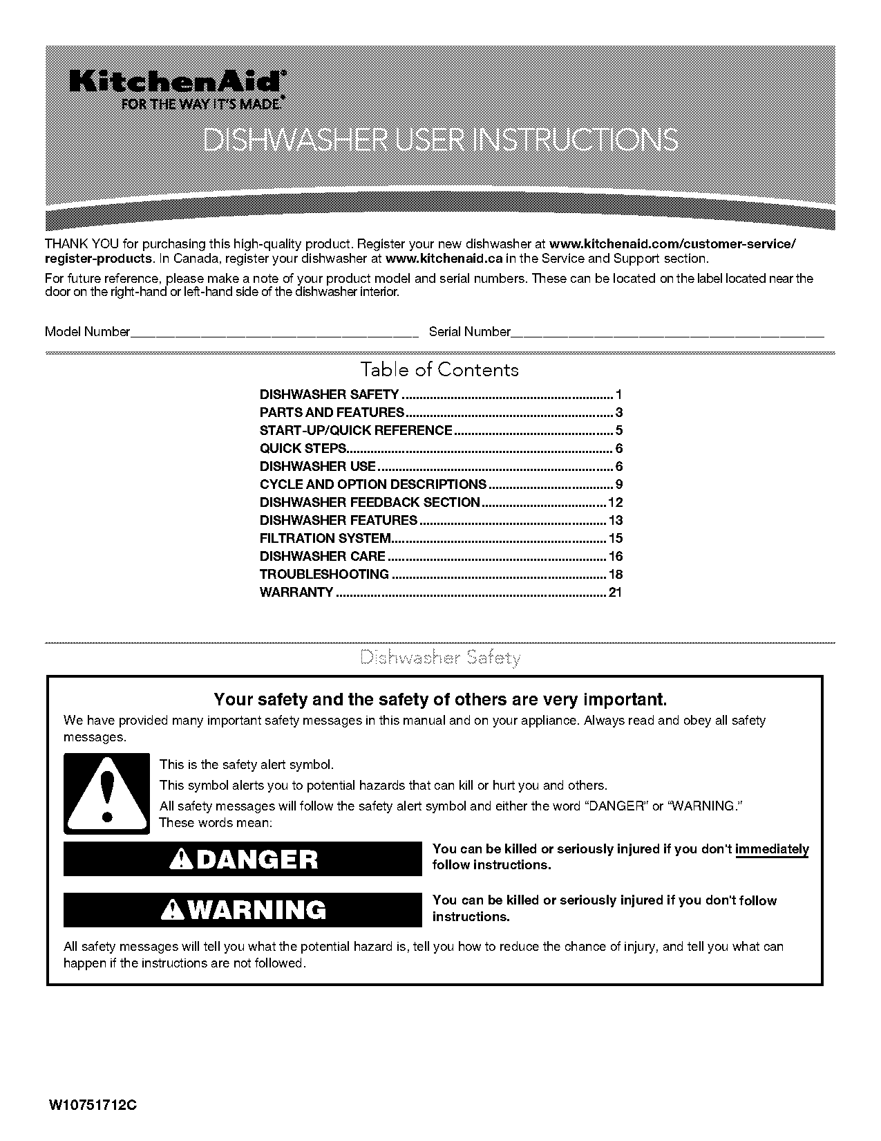 kitchenaid top control dishwasher manual