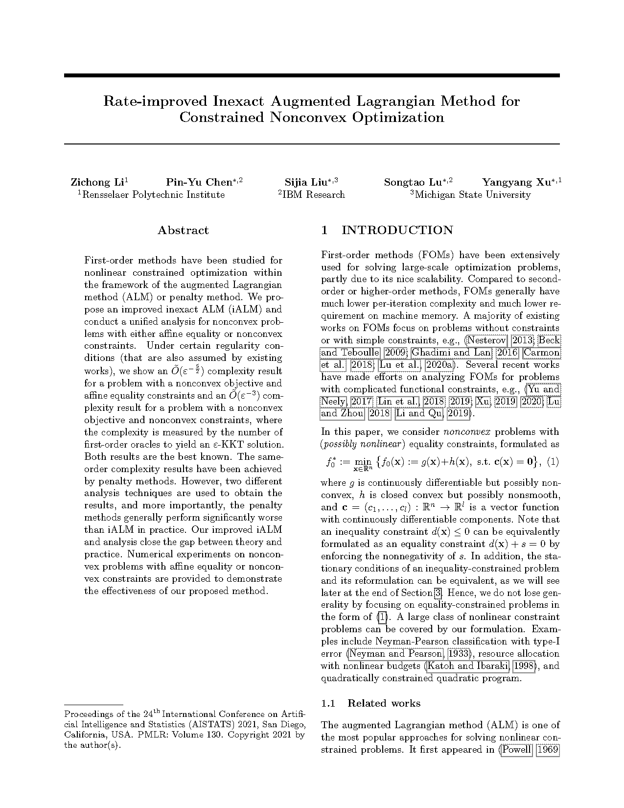 constrained optimization first order method