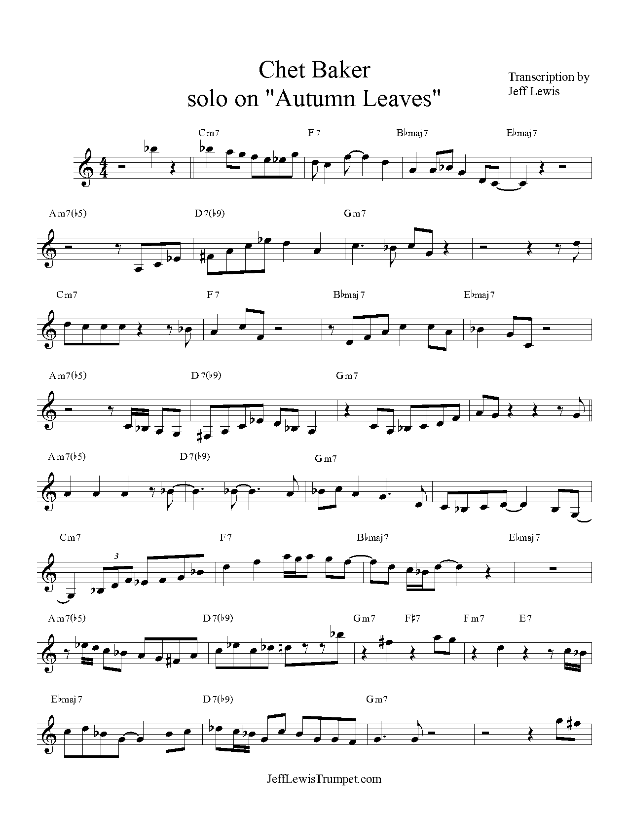 autumn leaves solo transcription