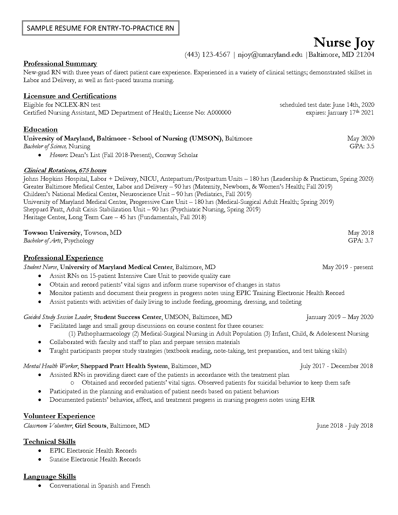 entry level functional resume template