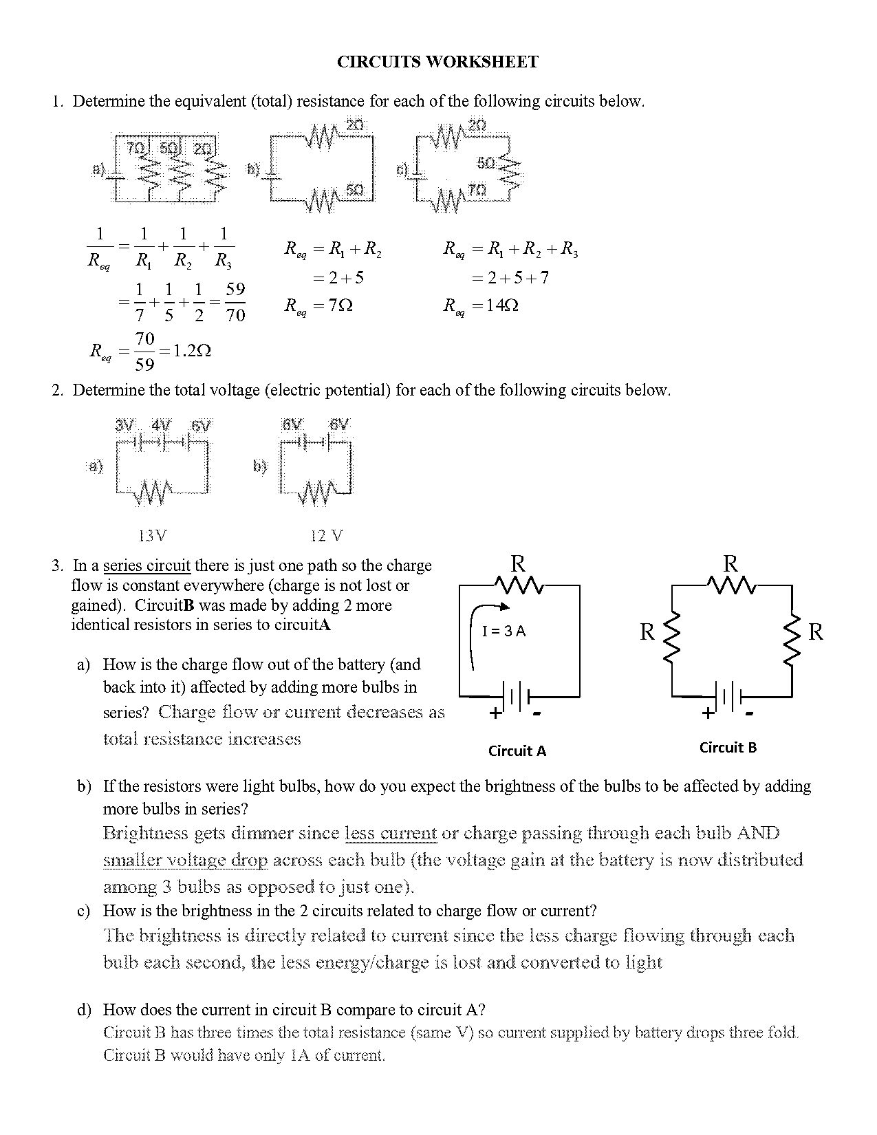 circuit drawing practice worksheet answers