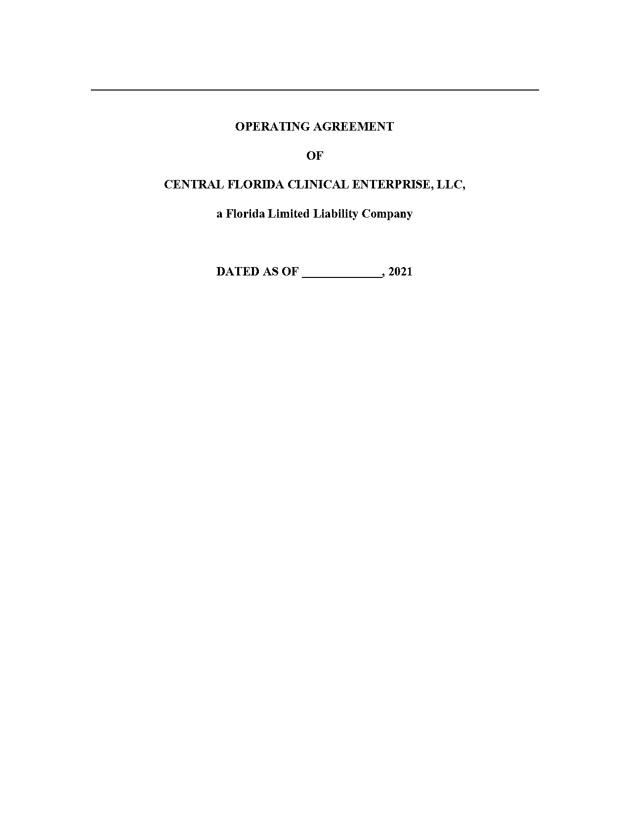 llc legal operating agreement filed with the state of florida