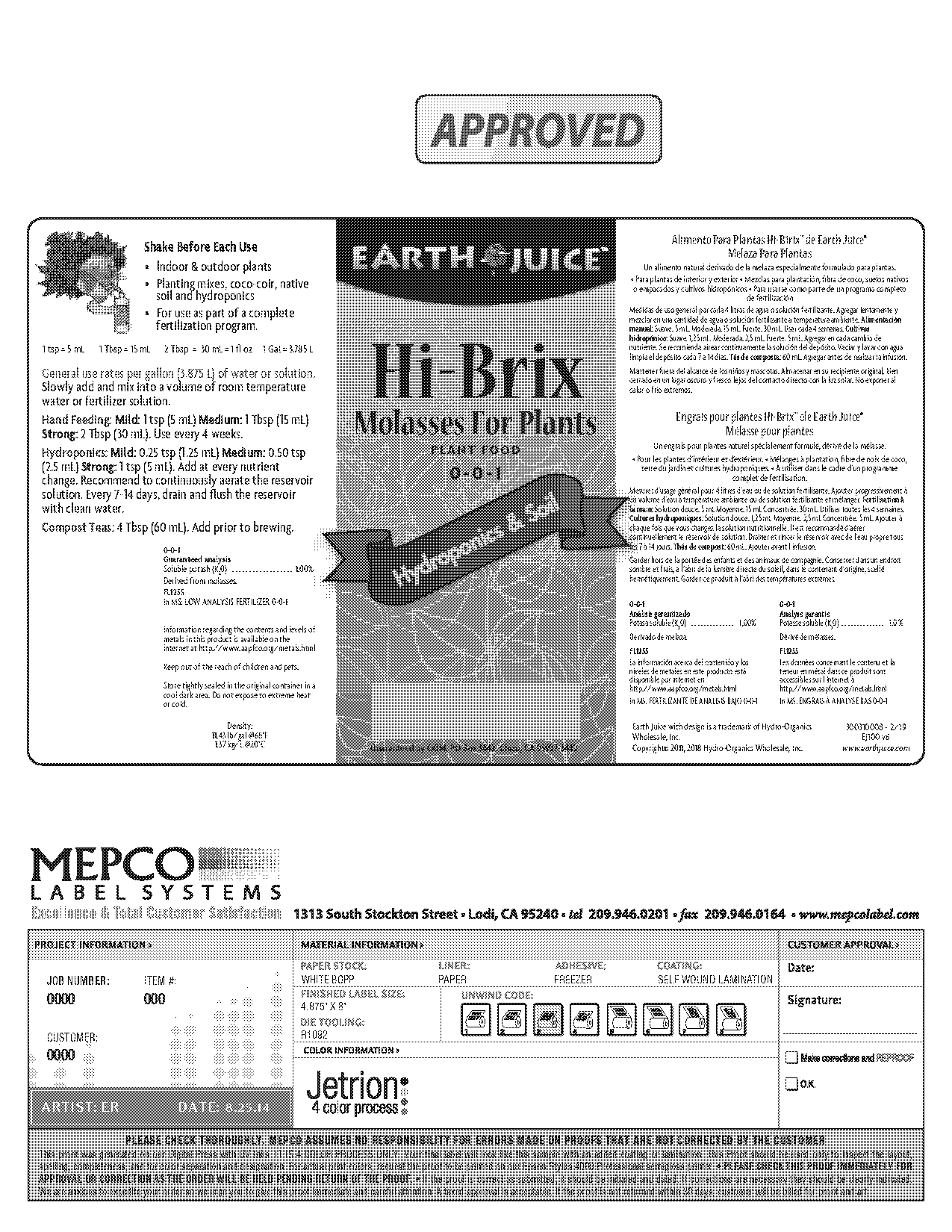 earth juice hi brix molasses feeding schedule