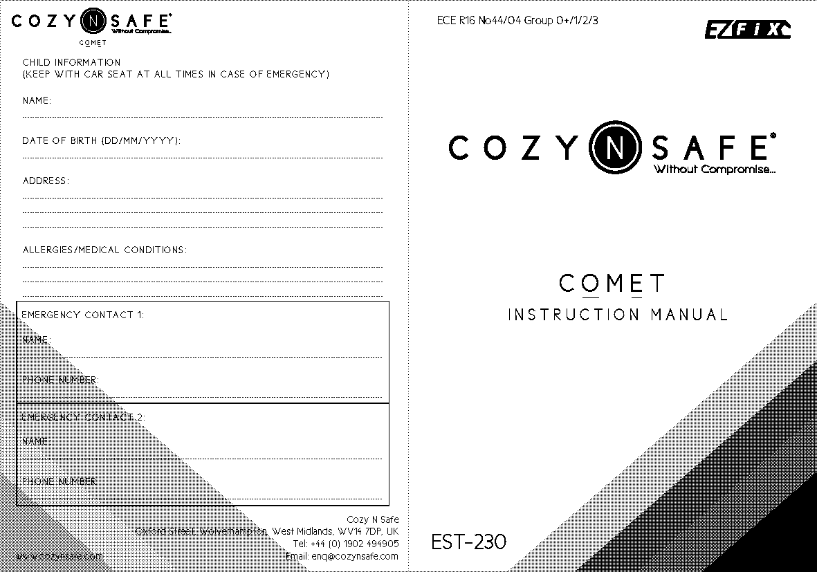 cozy n safe car seat fitting instructions