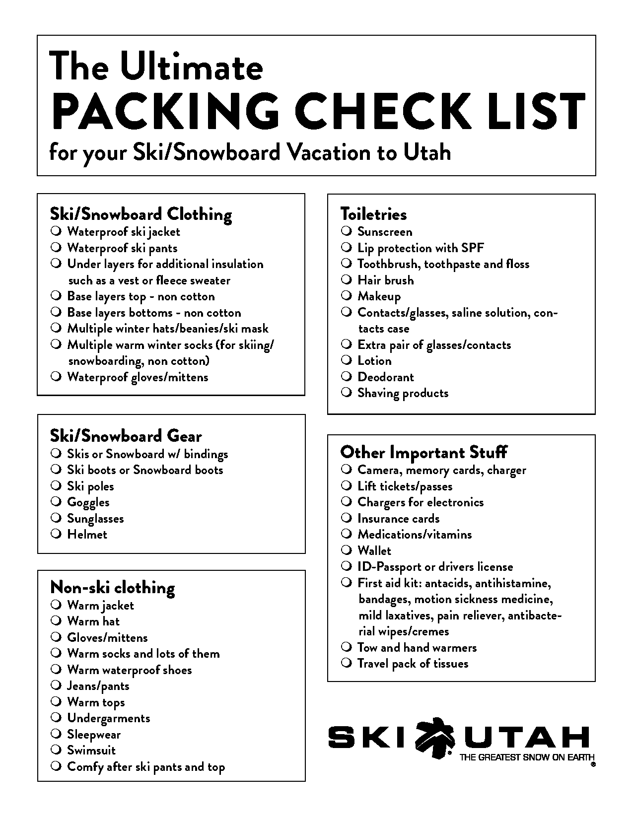 clothing for snowboarding checklist