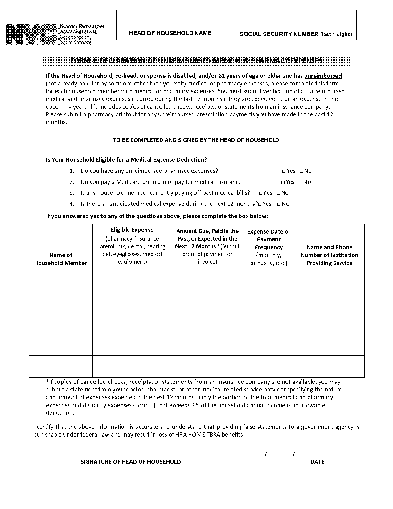 declaration form for medical reimbursement