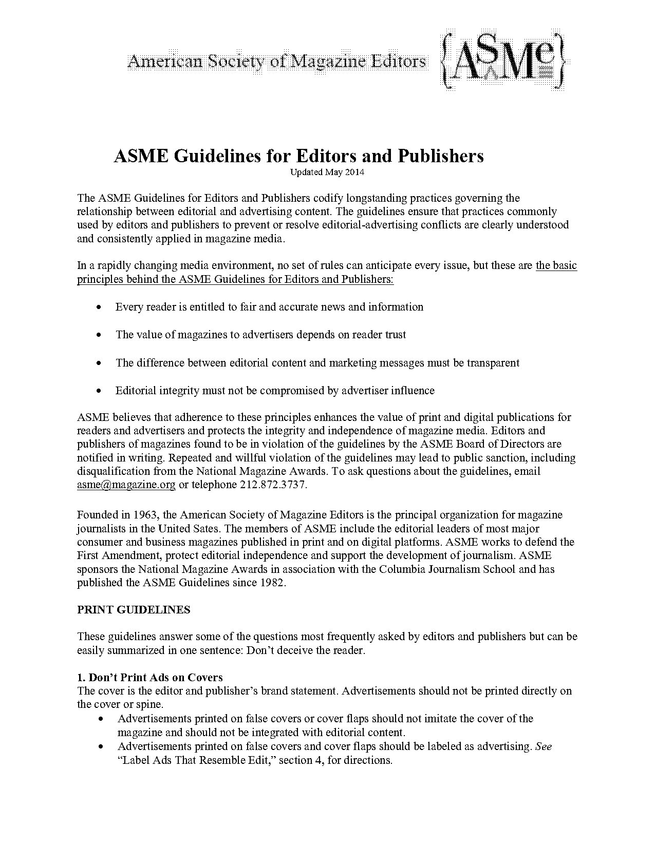 asme table of contents