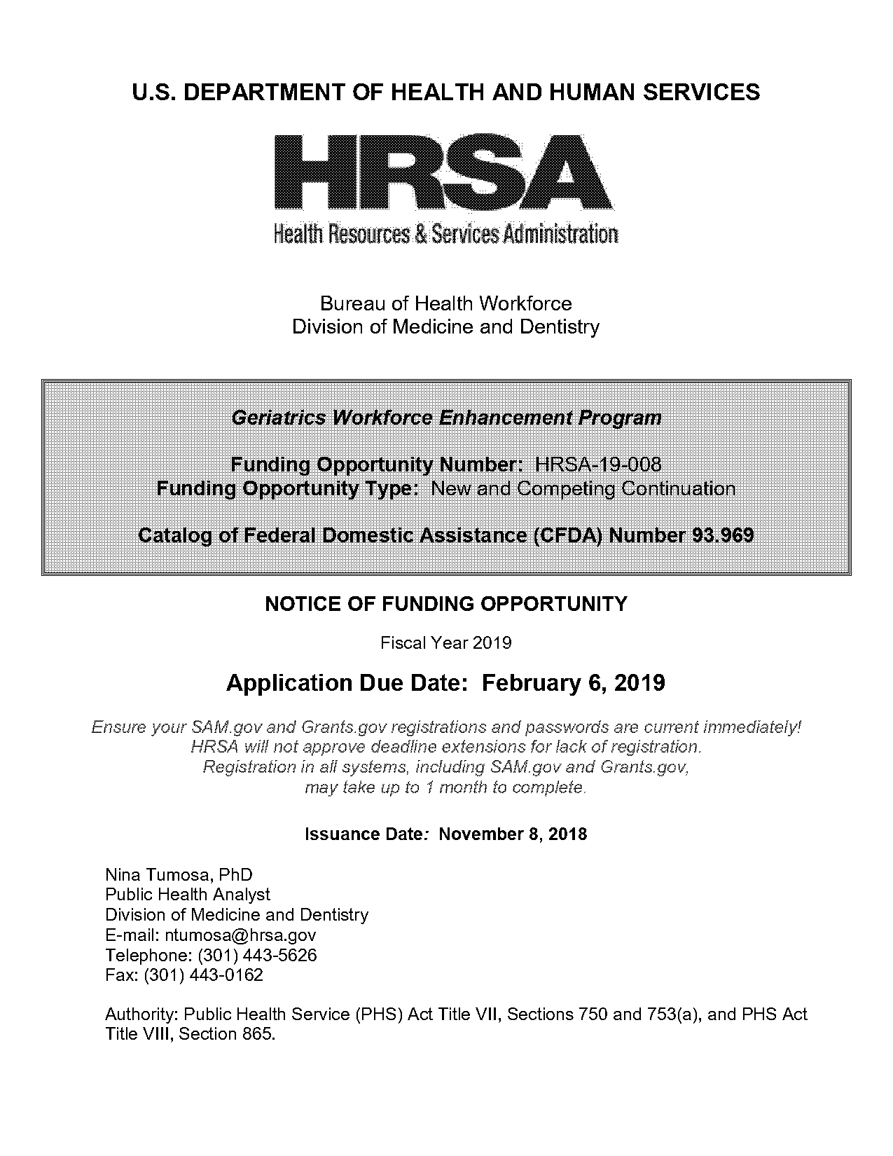 hrsa title vii public health service act