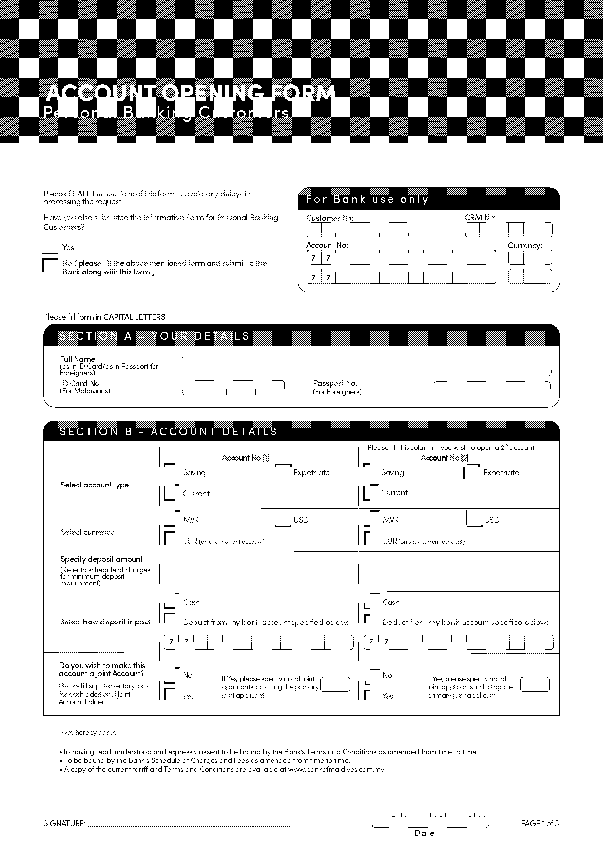 bank of maldives account opening form download
