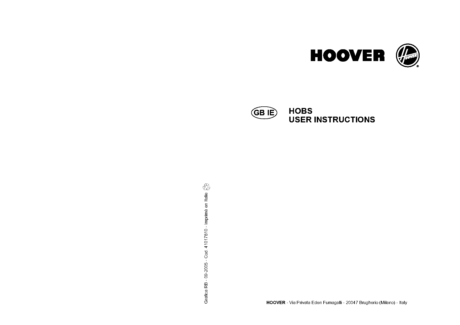 hoover gas hob installation manual