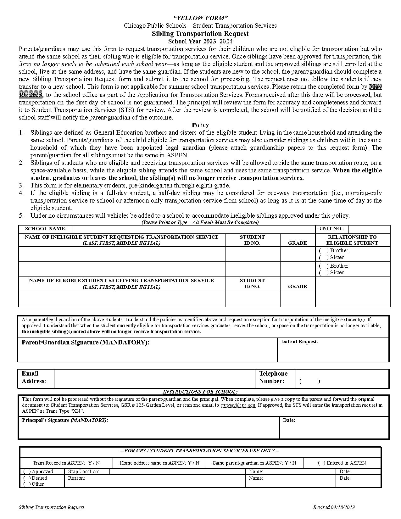 bus transportation request form