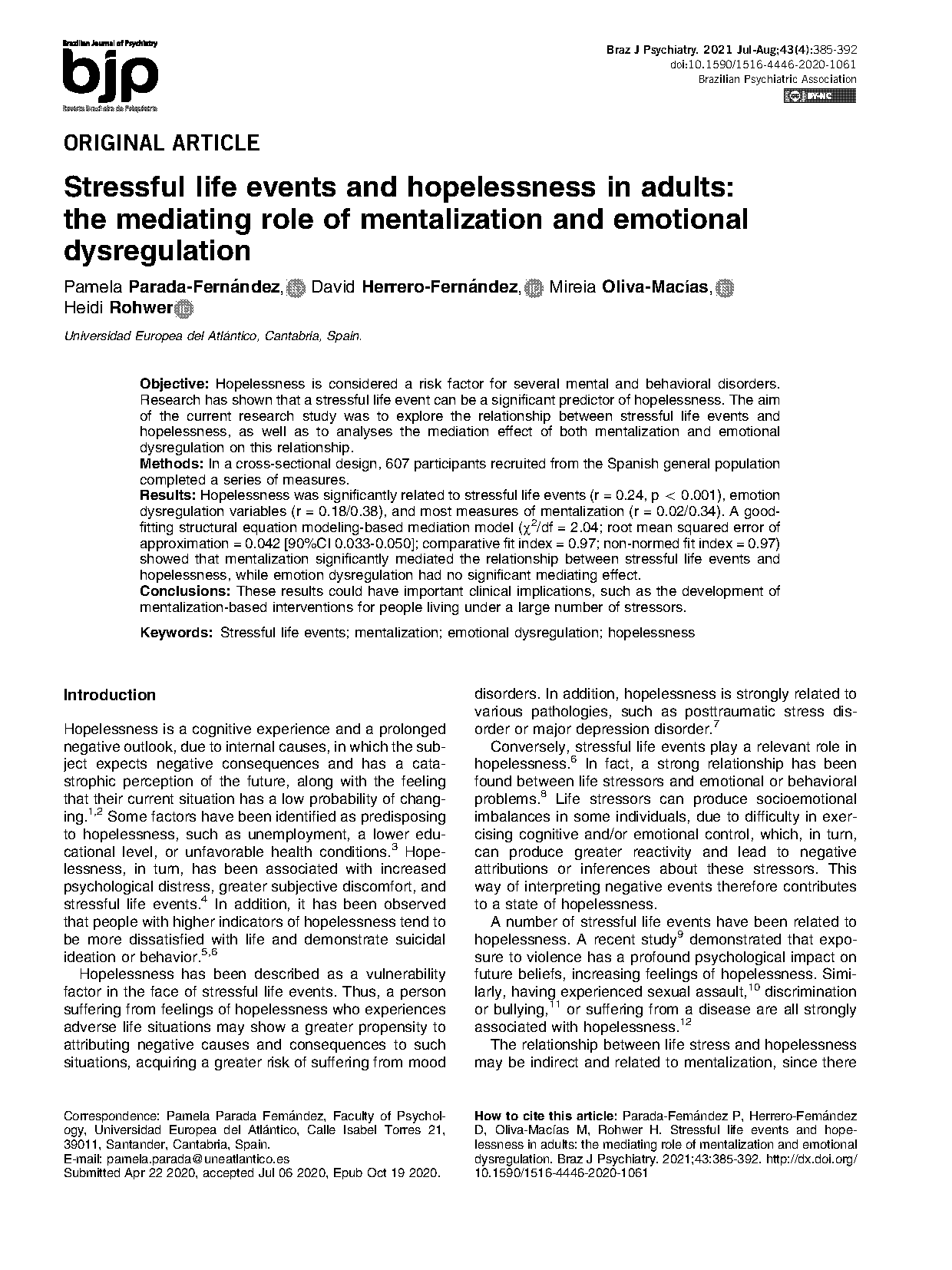 stressful life events questionnaire spanish