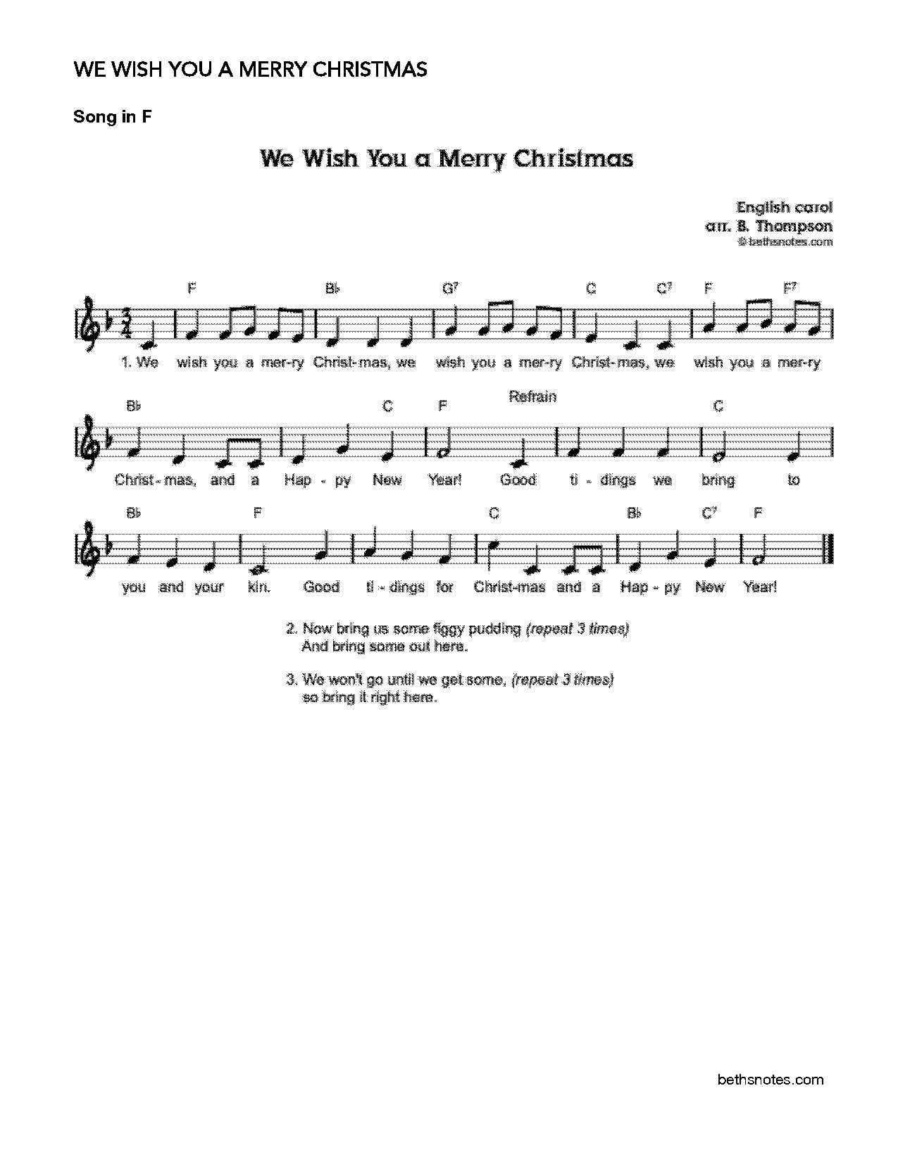 we wish you a merry christmas easy piano pdf